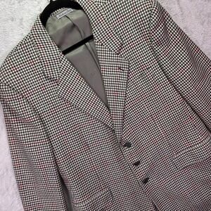 Belvest‎ Mens Blazer 56 L Black White Red Houndstooth Wool Cashmere Italy 46L